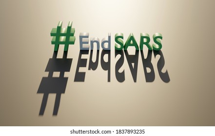 End Sars In Flat Style. Police Violence. Stop Violence. Police Brutality. No Justice No Peace. 3d Render