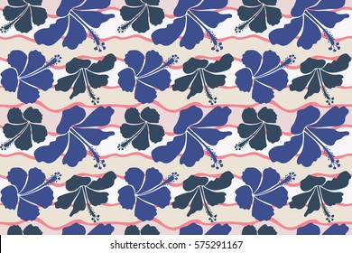 Endless texture for romantic decorations, greeting cards, posters, invitations, advertisement, for textile print or fabric. Floral seamless pattern with bright summer flowers in blue and violet colors