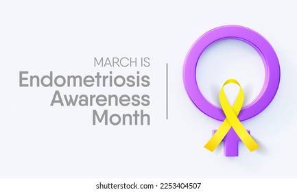 Endometriosis awareness month is observed every year in March, is a painful condition where endometrial tissue grows outside the uterus. 3D Rendering - Powered by Shutterstock