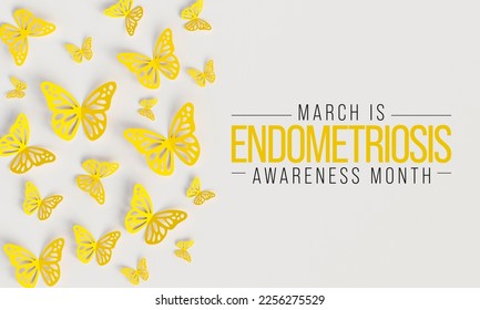 Endometriosis awareness month is observed every year in March, is a painful condition where endometrial tissue grows outside the uterus. 3D Rendering - Powered by Shutterstock