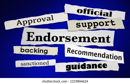 Endorsement Approval Recommendation News Headlines 3d Illustration