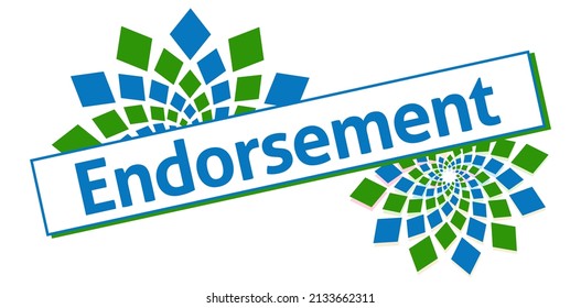 Endorsement text written over blue green color.
