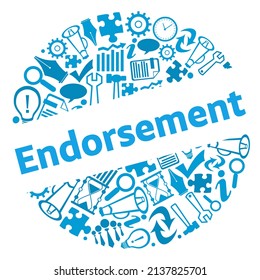 Endorsement text written over blue color.