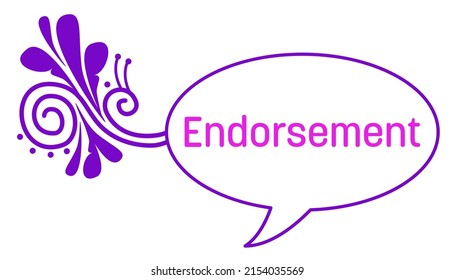Endorsement text written over comment symbol with swirls.
