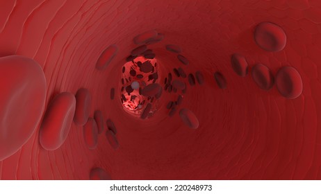 Endothelium, Medical 3d Illustration - Human Blood Cells, Erythrocyte