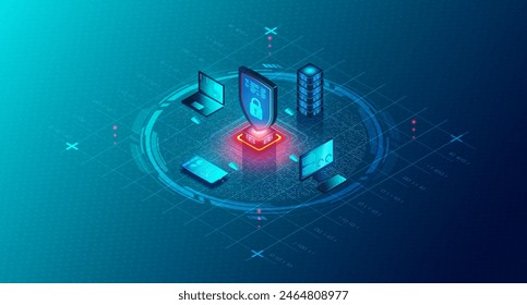 Endpoint Protection Concept - Practice of Safeguarding Network Endpoints from Cyber Threats - 3D Illustration - Powered by Shutterstock - Get 15% off with code: PIKWIZARD15