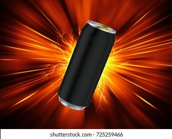 Energy Drink Can Template. Red Background. 3d Render