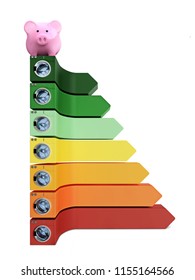 energy efficiency rating and saving classification - 3d rendering