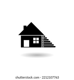 Energy Efficient House Icon Logo With Shadow