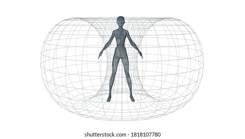 Energy Field Illustration 3d Render Man Woman Inside Spiral X-ray