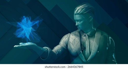 Energy Grid with Moving Electricity or Data 3D Render