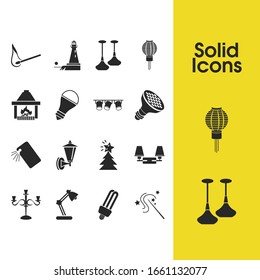 Energy Icons Set With Phone Flash Light, Chinese Lantern And Cfl Lamp Elements. Set Of Energy Icons And Studio Concept. Editable Elements For Logo App UI Design.