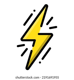 Energy Lightning Outline Icon. Lightning Bolt Line Illustration