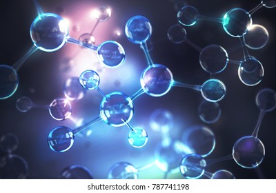 Energy of molecule or atom, Abstract 
 structure for Science or medical background, 3d illustration.