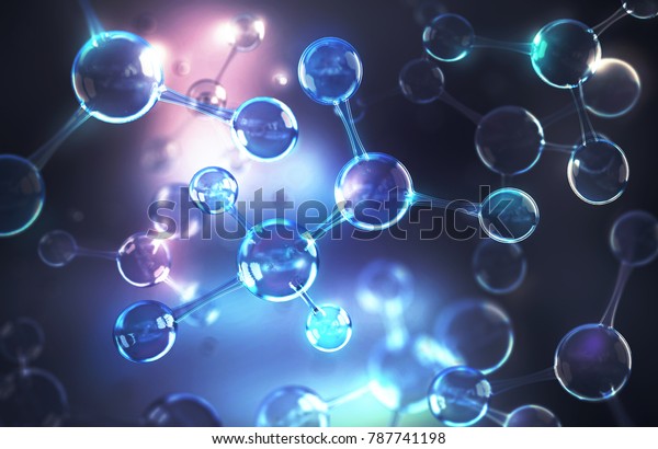 分子或原子的能量 抽象结构的科学或医学背景 3d 插图 库存插图