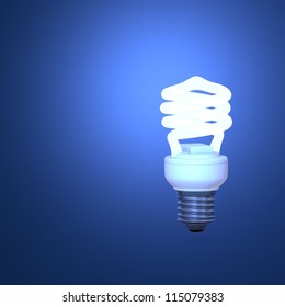 Energy Saving Lamp And Blue Background