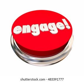 Engage Red Button Activate Interact Communicate 3d Illustration