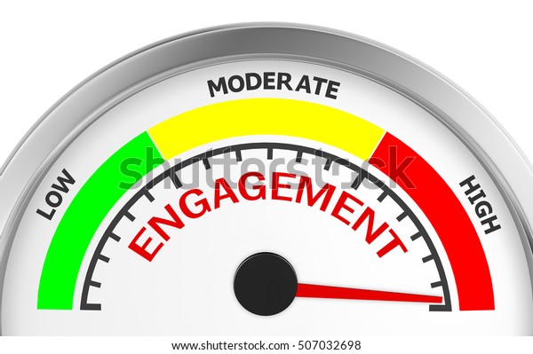 Engagement Level Maximum Conceptual Meter 3d Stock Illustration 507032698