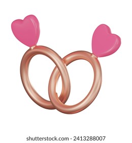 Engagement ring, symbol of commitment and romance. Perfect for Valentine's Day celebrations and romantic projects. 3D render illustration.