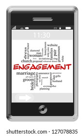Engagement Word Cloud Concept of Touchscreen Phone with great terms such as and more.