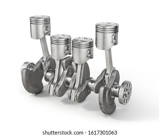 Engine Concept Crankshaft Pistons On White Stock Illustration ...