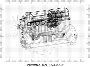 engine blueprint background