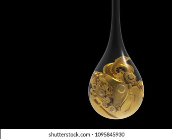 Engine In Oil Drop,3D Render