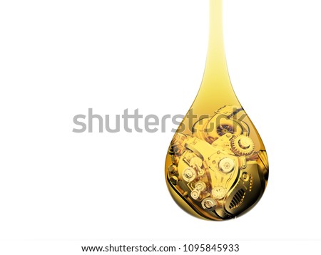 Engine in oil drop,3D Render