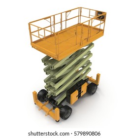 Engine Powered Scissor Lift On White Stock Illustration 579890806 ...