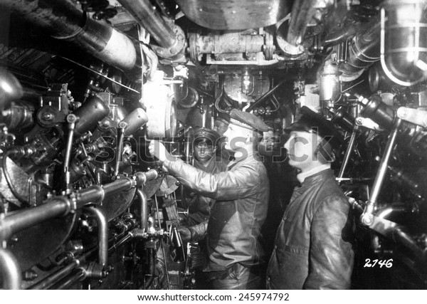 Engine Room Oilburning German Submarine Wwi Stock Illustration ...