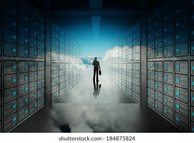 engineer business man in 3d network server room and cloud inside as concept  - Powered by Shutterstock - Get 15% off with code: PIKWIZARD15