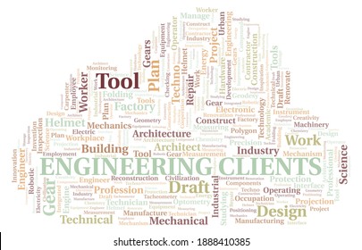 Engineering Clients typography word cloud create with text only
