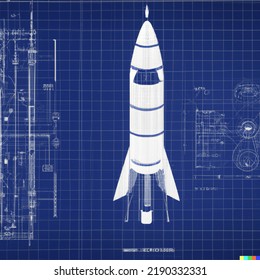 Engineering Concept, Blueprint Of A Rocket Illustration