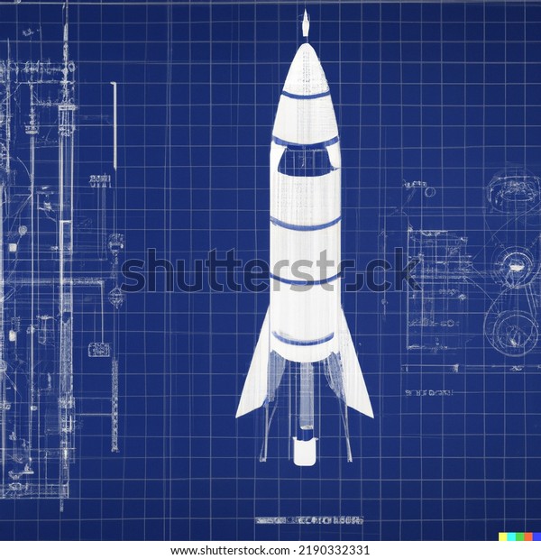 Engineering Concept Blueprint Rocket Illustration Stock Illustration 