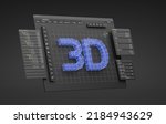 Engineering designer design 3D CAD software program Industrial engine model mechanical dimensional digital manufacturing factory engineer computer screen. 3d rendering.
