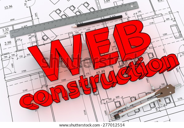 Engineering\
drawing with big red words web\
construction