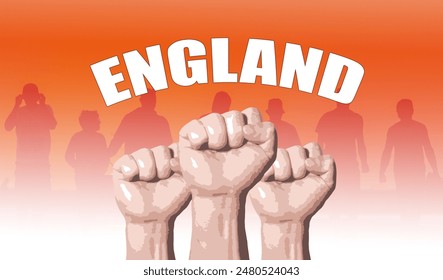 England , fan support, fists raised, flag colors - Powered by Shutterstock