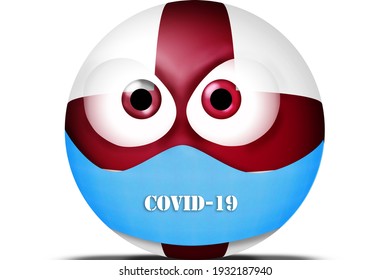 England Flag Face With Medical Protective Mask. Isolated Icon On White Background. Flag Emoticon.mask To Protect Against Coronavirus, COVID-19. Flag Emoji. 3d Illustration