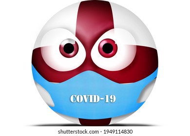 England Flag Face With Medical Protective Mask. Isolated Icon On White Background. Flag Emoticon.mask To Protect Against Coronavirus, COVID-19. Flag Emoji. 3d Illustration