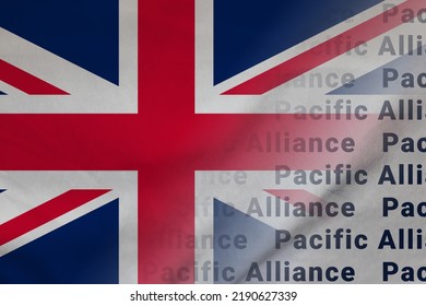 England Flag In Pacific Alliance Symbol Union GBR International National Communication. Editorial Illustration. USA, Texas 03.03.2021, 3d Image