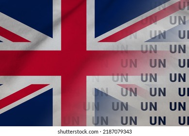 England Flag And UN Symbol Agreement GBR Transborder Government Communication. Editorial Illustration.  London , England, 07.07.2021, 3d Image