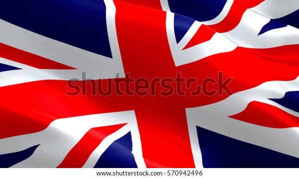 イギリス国旗 なびくカラフルなイギリス国旗 のイラスト素材