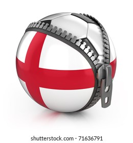 England Football Nation - Football In The Unzipped Bag With England Flag Print