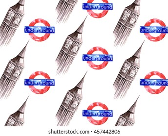 England pattern,subway,clock tower