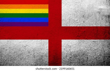 England Rainbow LGBT Pride Flag. Grunge Background