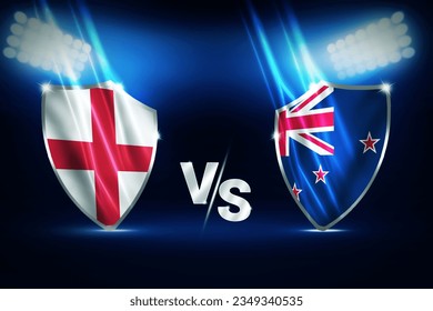 England Vs New Zealand sports fixture concept design with waving flags of both countries, wallpaper - Powered by Shutterstock