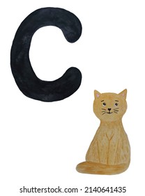 English Alphabet C Letter. Kids ABC Card.	