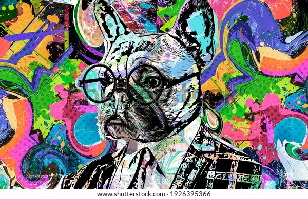 english bulldog\
portrait intellectual\
art