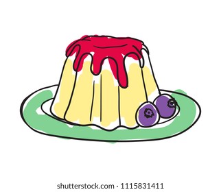 English Cake Hand Drawn Isolated Icon. Great Britain Culture Element, Patriotic Illustration.