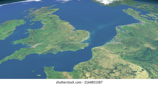 English Channel In Planet Earth, Aerial View From Outer Space